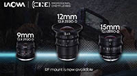 Venus Optics анонсировала : Laowa 9mm T2.9, Laowa 15mm T2.1 и Laowa 12mm T2.9 Zero-D