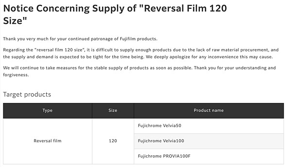Fujifilm Announcement
