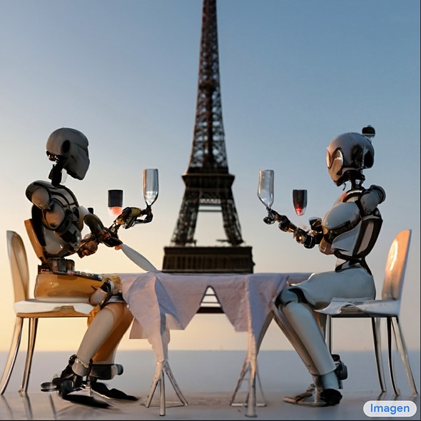 robot couple eiffel tower imagen