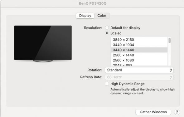 PD3420Q Display Resolutions