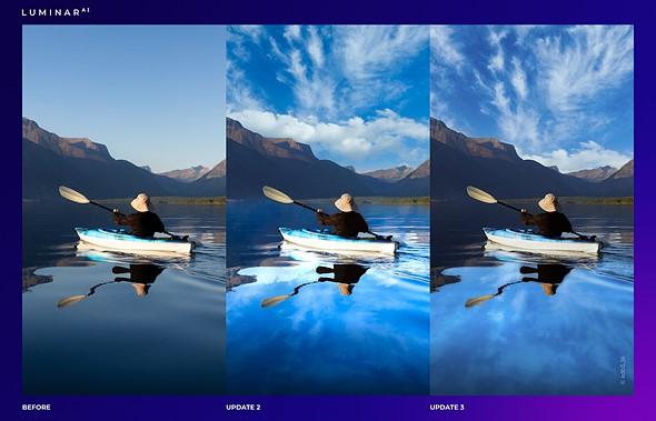 luminar ai update 3 sky reflections water before after