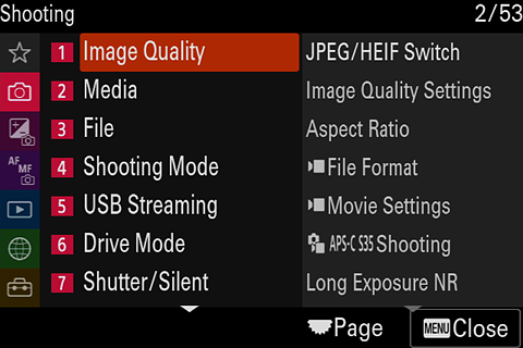 Sony a7IV menus